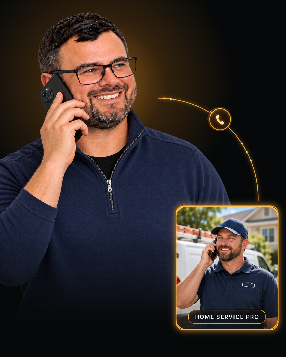 Michael on a call with a home service pro