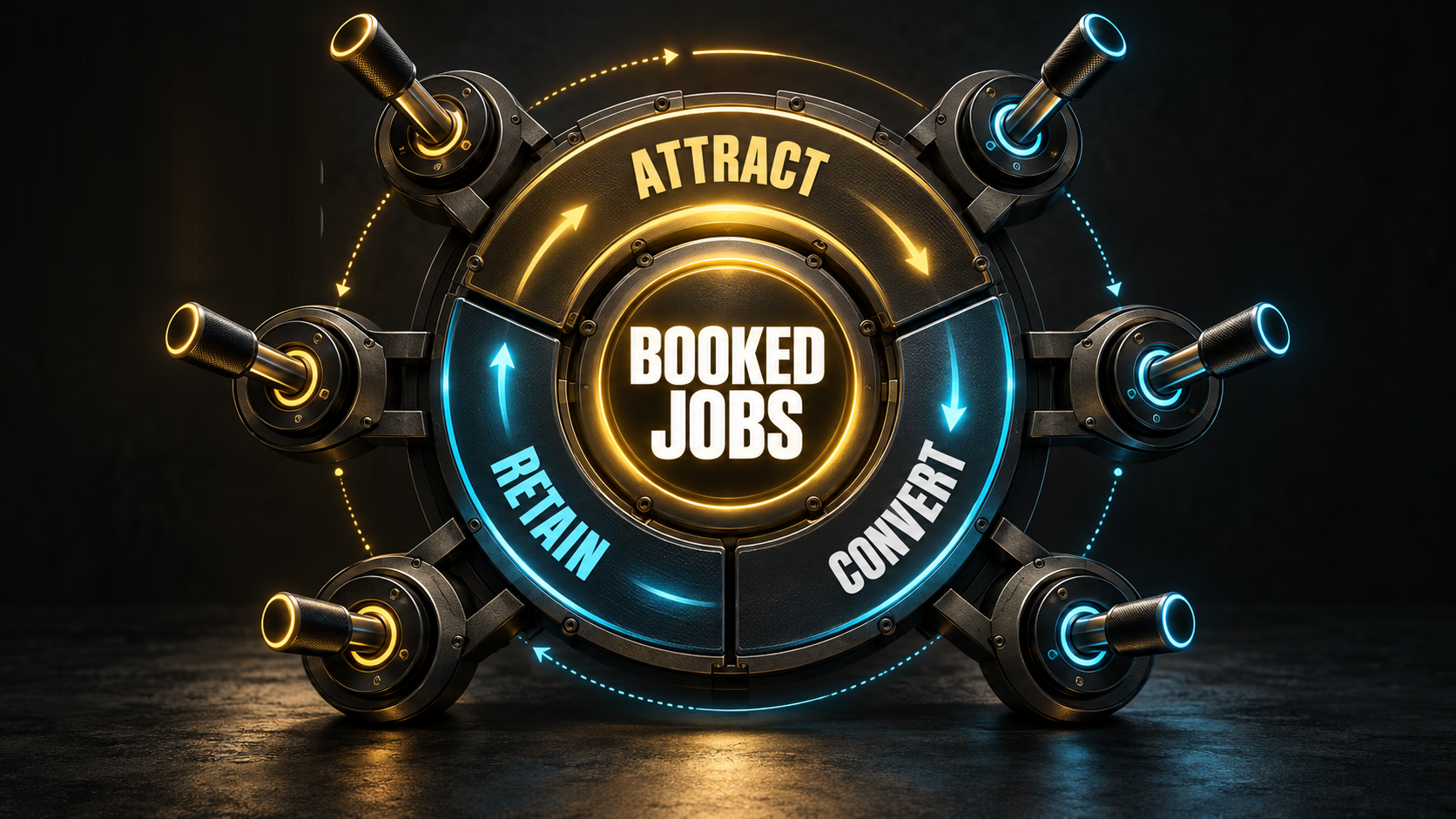 Six levers turning one wheel: attract, convert, retain, all driving booked jobs