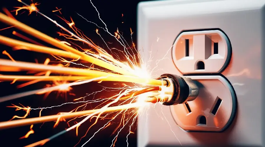 Plug outlet with sparks coming out
